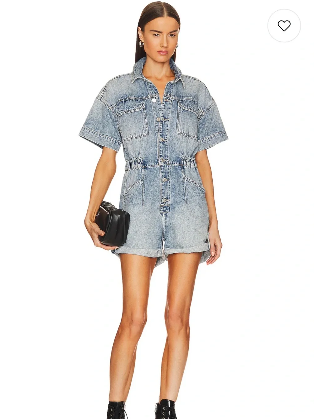 We The Free Oversized relaxed fit denim cutoffs romper/Free People/SMALL/NWOT